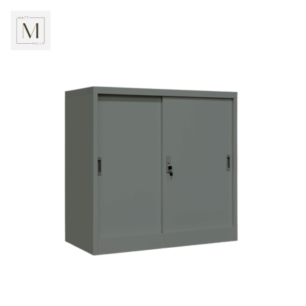 ตู้เอกสารเหล็กบานเลื่อน MATTMALLS รุ่น M-FC-M1 สีเทา ทึบเตี้ย 85 ซม._3